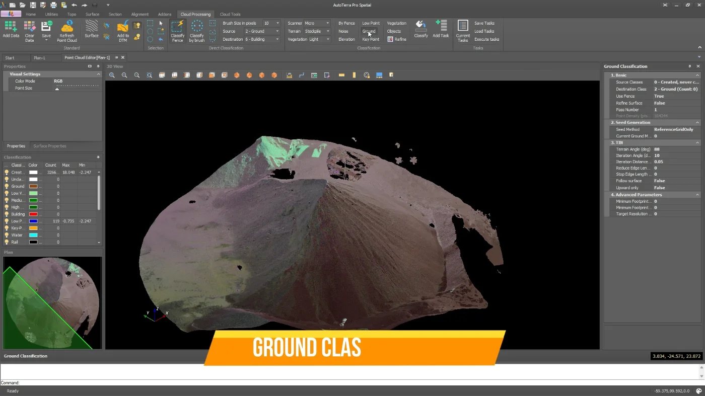 AutoTerra Pro Spatial — point cloud classification view