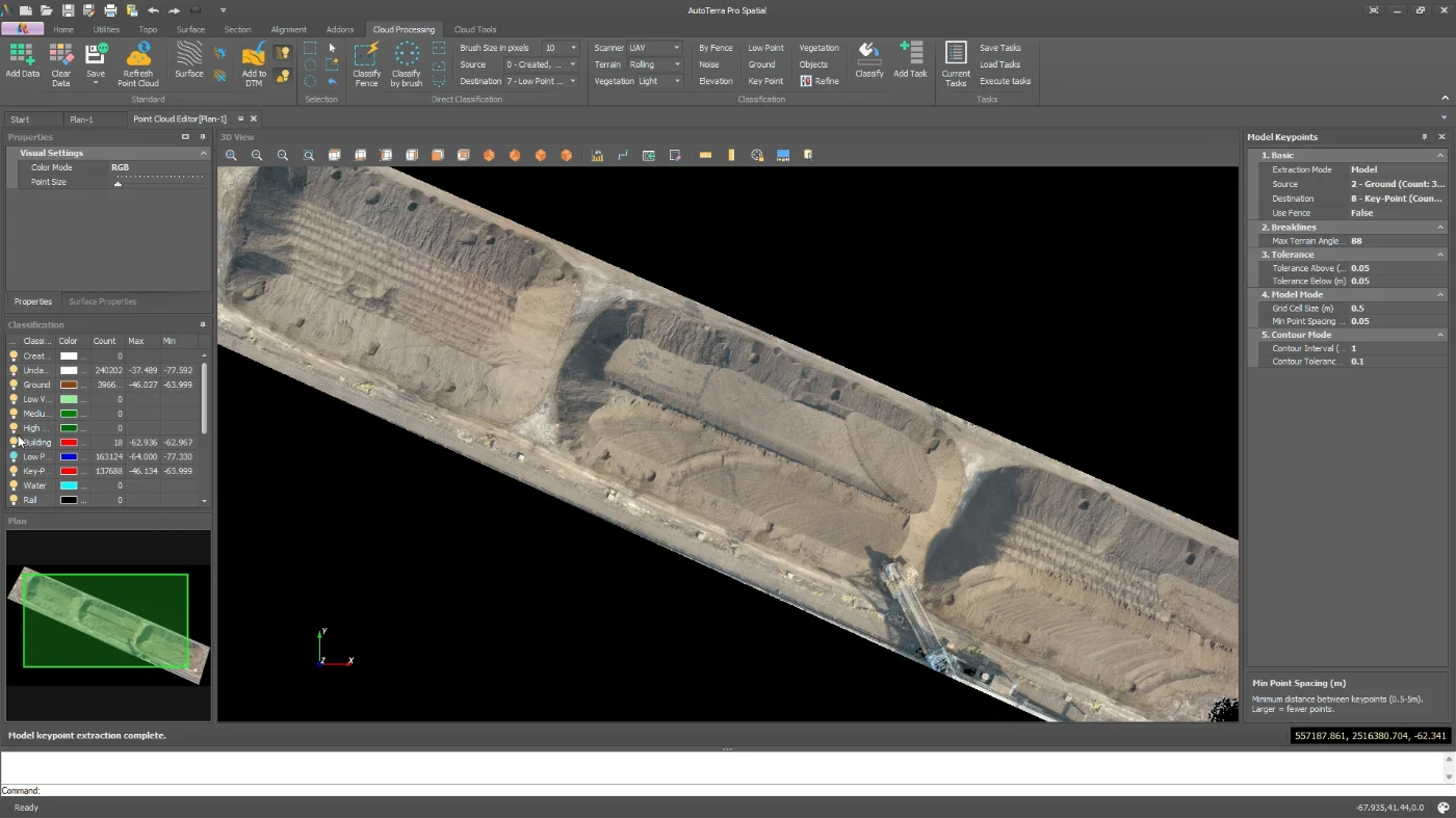 AutoTerra Pro Spatial — point cloud classification view
